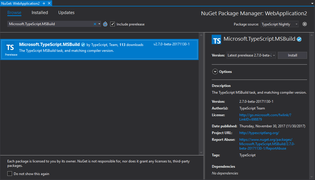 Search for NuGet Nightly Build Package