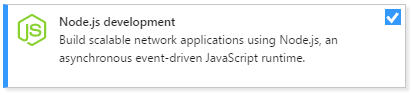 Node.js development workload in the Visual Studio installer